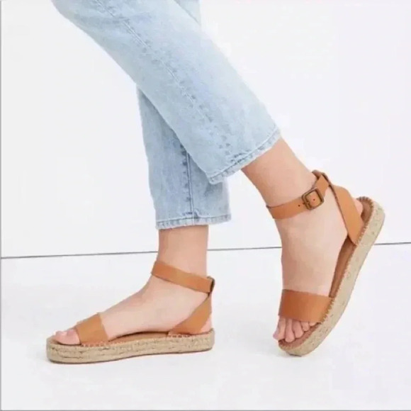 NWOT Soludos Shoes Soludos Cadiz Leather Espadrille Sandal - Picture 1 of 9